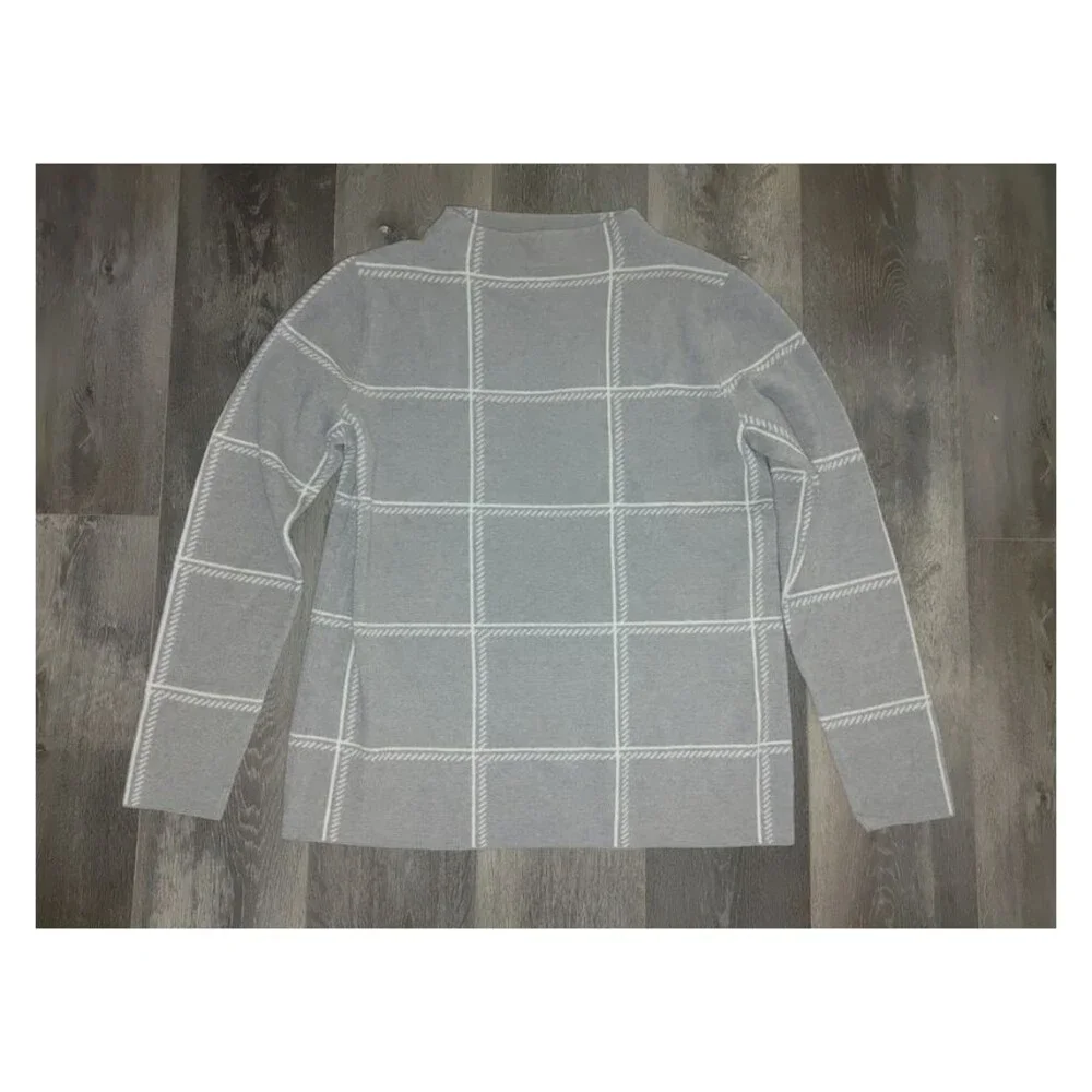 Grey and white plaid sweater